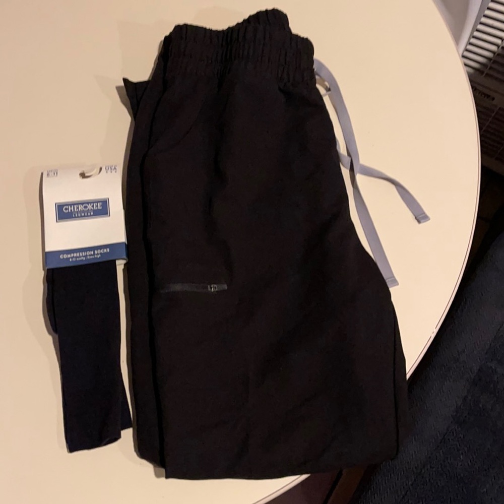 Figs Yola high waisted black women scrub pants size small petite